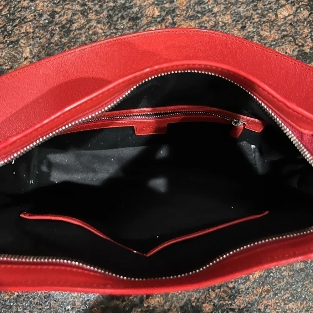 MCM Black/ Red Visetos Medium Klara Hobo Bag​​​​​​​​​​​​